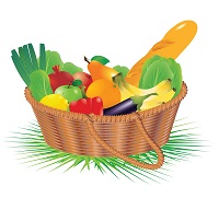 illustration of basket with groceries